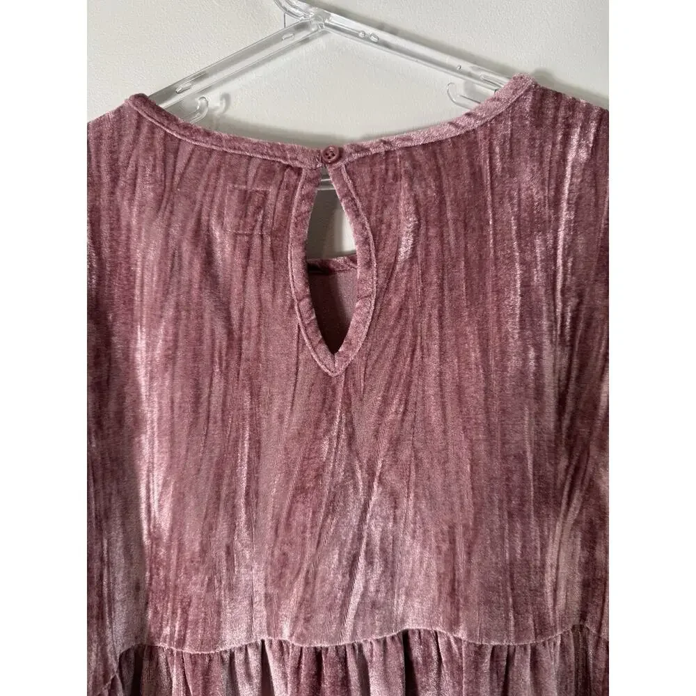 Gap Girls Mauve Velvet Short Sleeve Flowy Dress Size 8 Festive Feminine